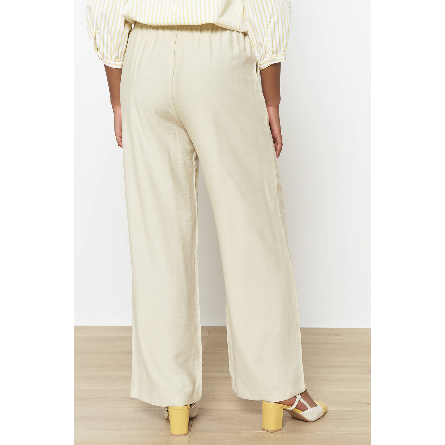 LOLALIZA wide leg high waist broek ecru