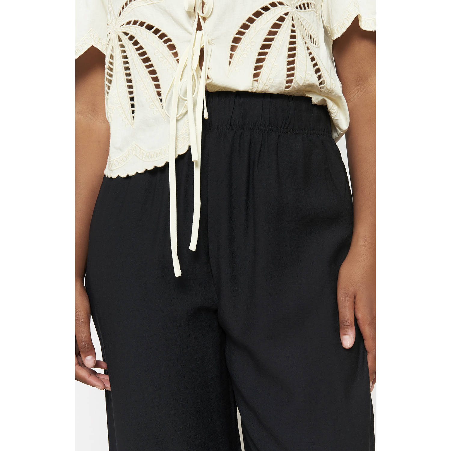 LOLALIZA wide leg high waist broek zwart