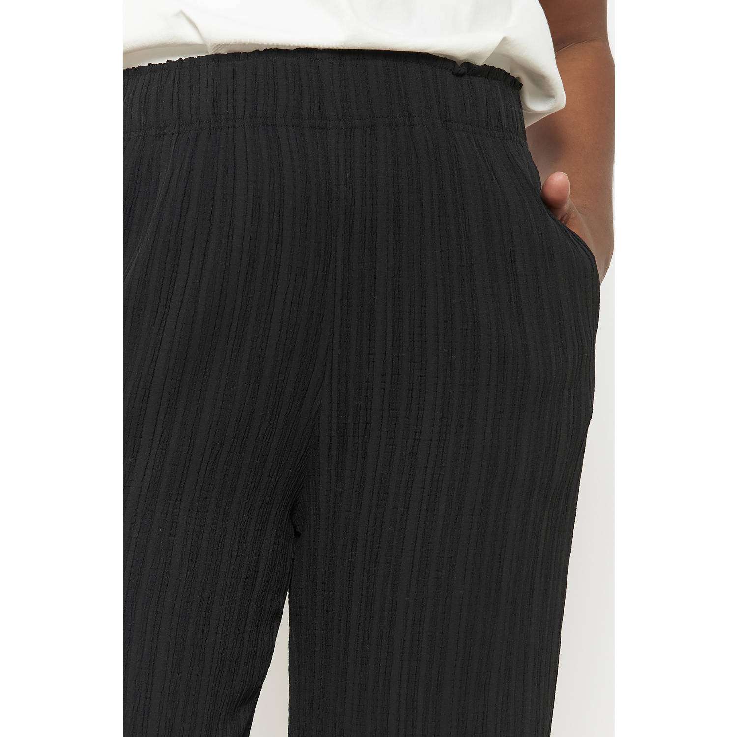 LOLALIZA wide leg high waist casual broek zwart