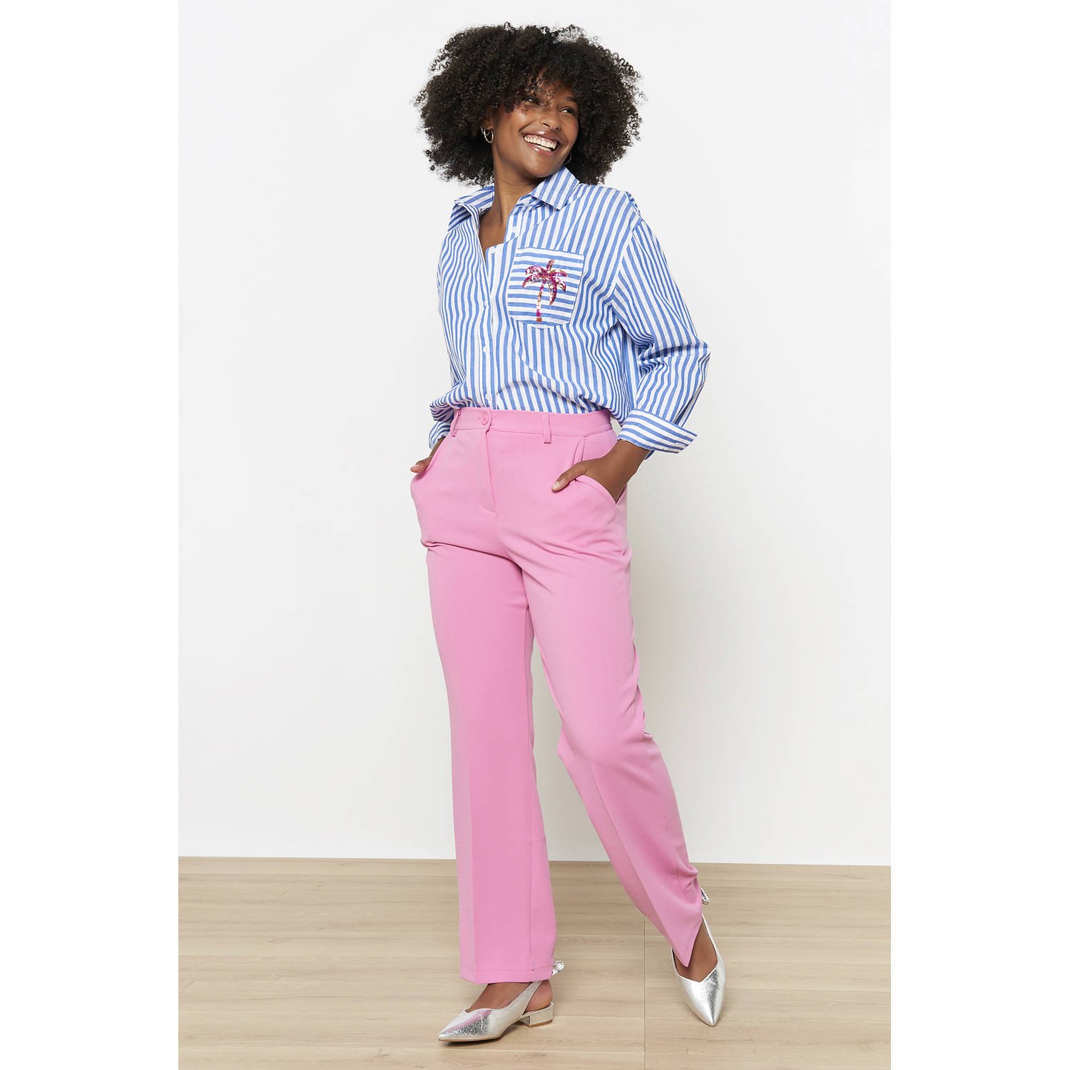 LOLALIZA regular waist pantalon roze