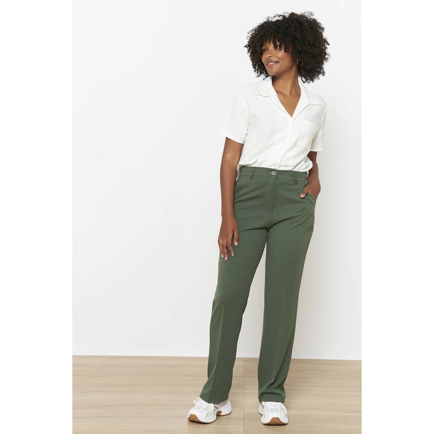 LOLALIZA regular waist pantalon kaki
