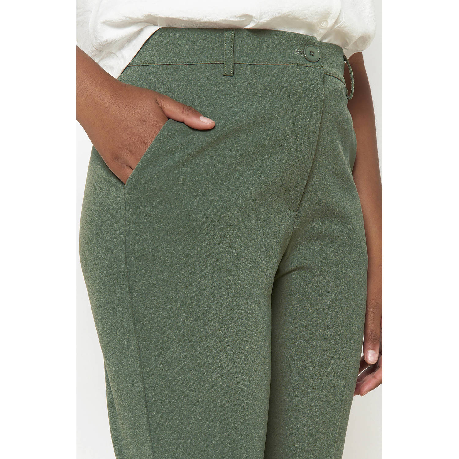 LOLALIZA regular waist pantalon kaki