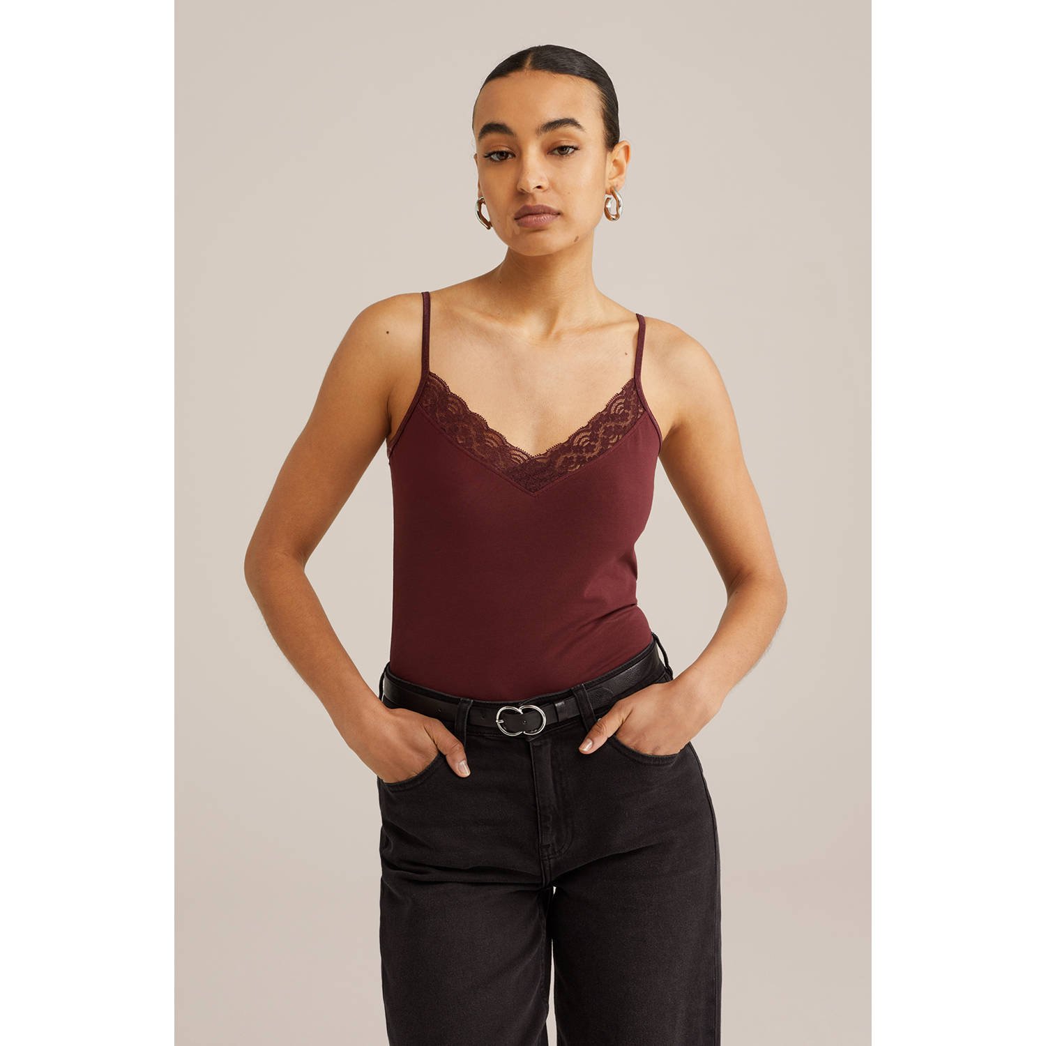 WE Fashion singlet donkerrood