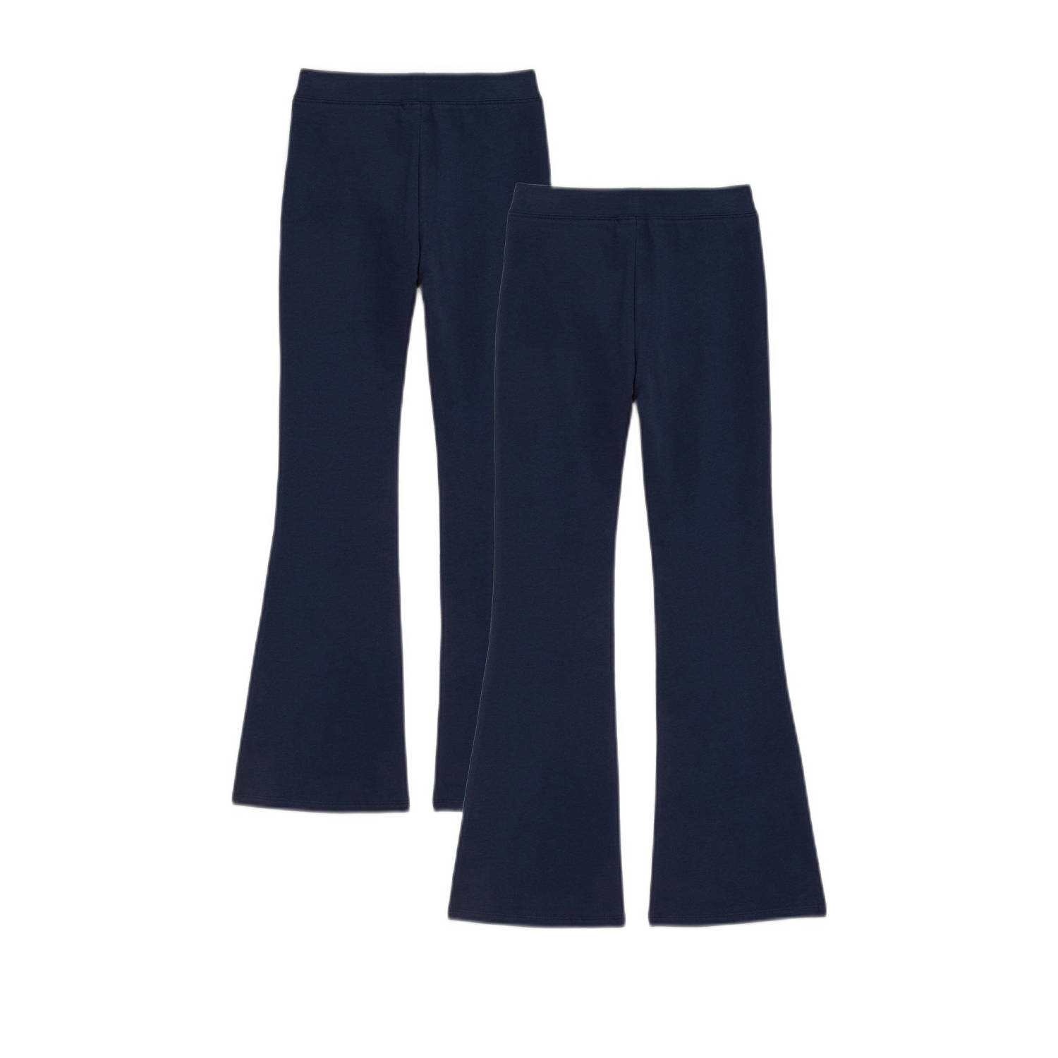 WE Fashion Flared legging (set van 2) donkerblauw