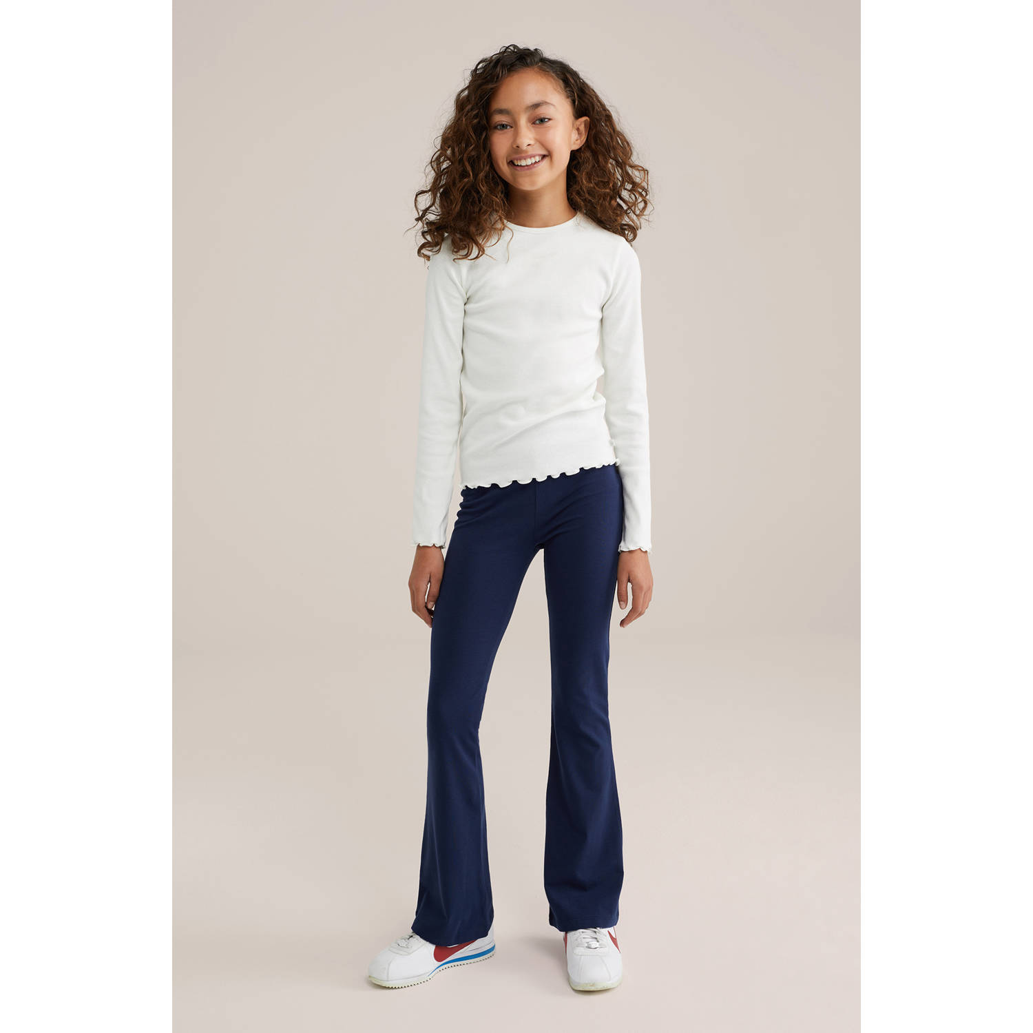 WE Fashion Flared legging (set van 2) donkerblauw