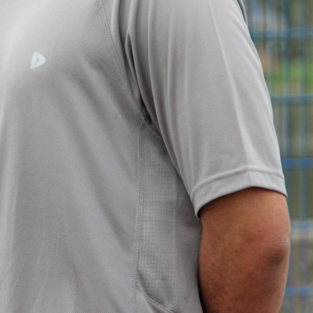Grijze heren Donnay sportshirt André van polyester met effen, korte mouwen en ronde hals