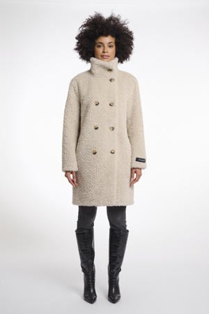 faux fur jas ecru