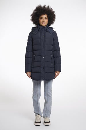 gewatteerde jas donkerblauw