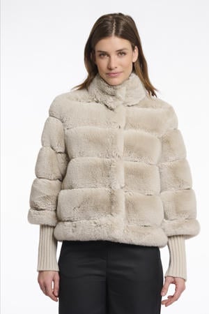 faux fur jas beige
