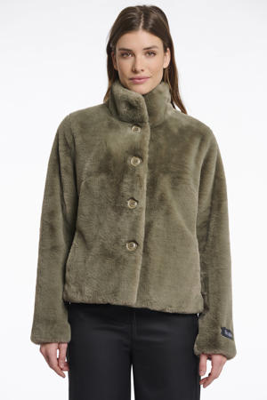 faux fur jas groen