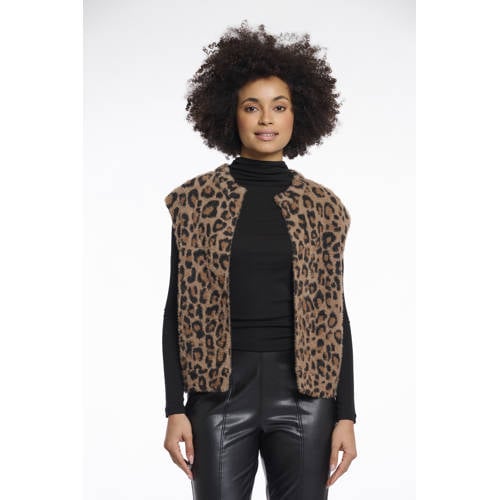 Rino & Pelle gilet met panterprint bruin afbeelding