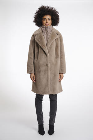 faux fur jas bruin
