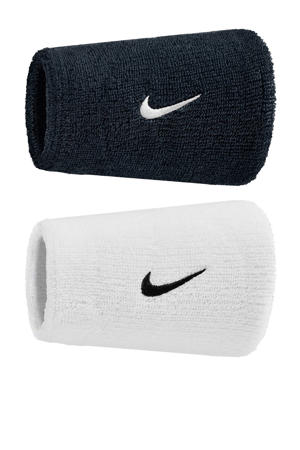 polsbandjes - Swoosh Classic Doublewide zwart/wit (set van 2)
