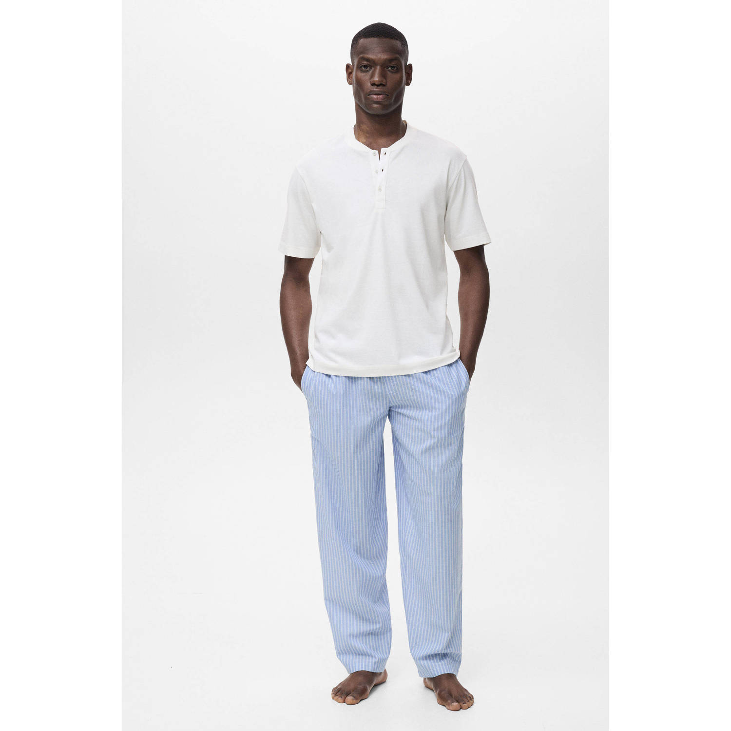 Mango Man pyjama lichtblauw wit