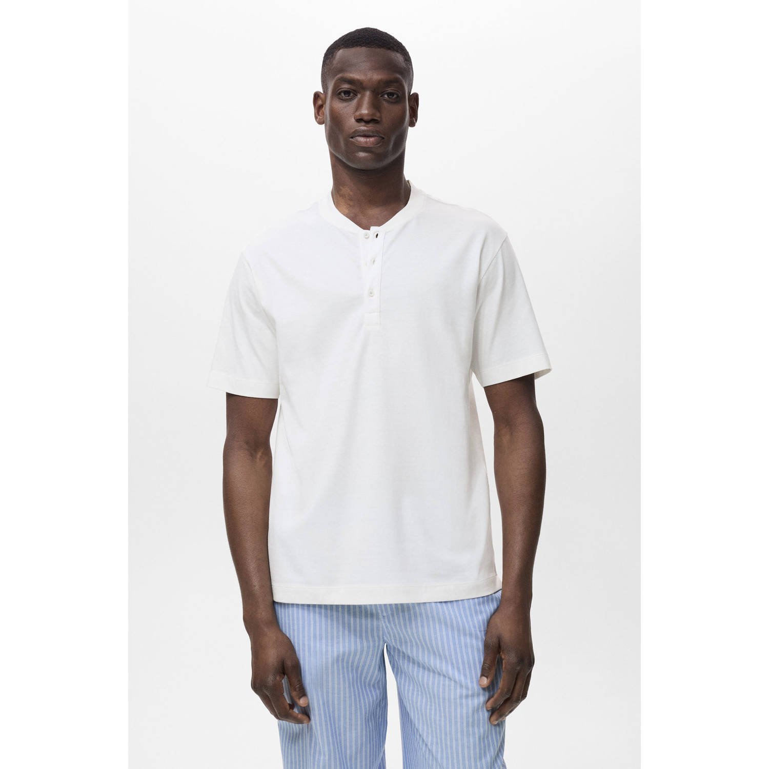 Mango Man pyjama lichtblauw wit