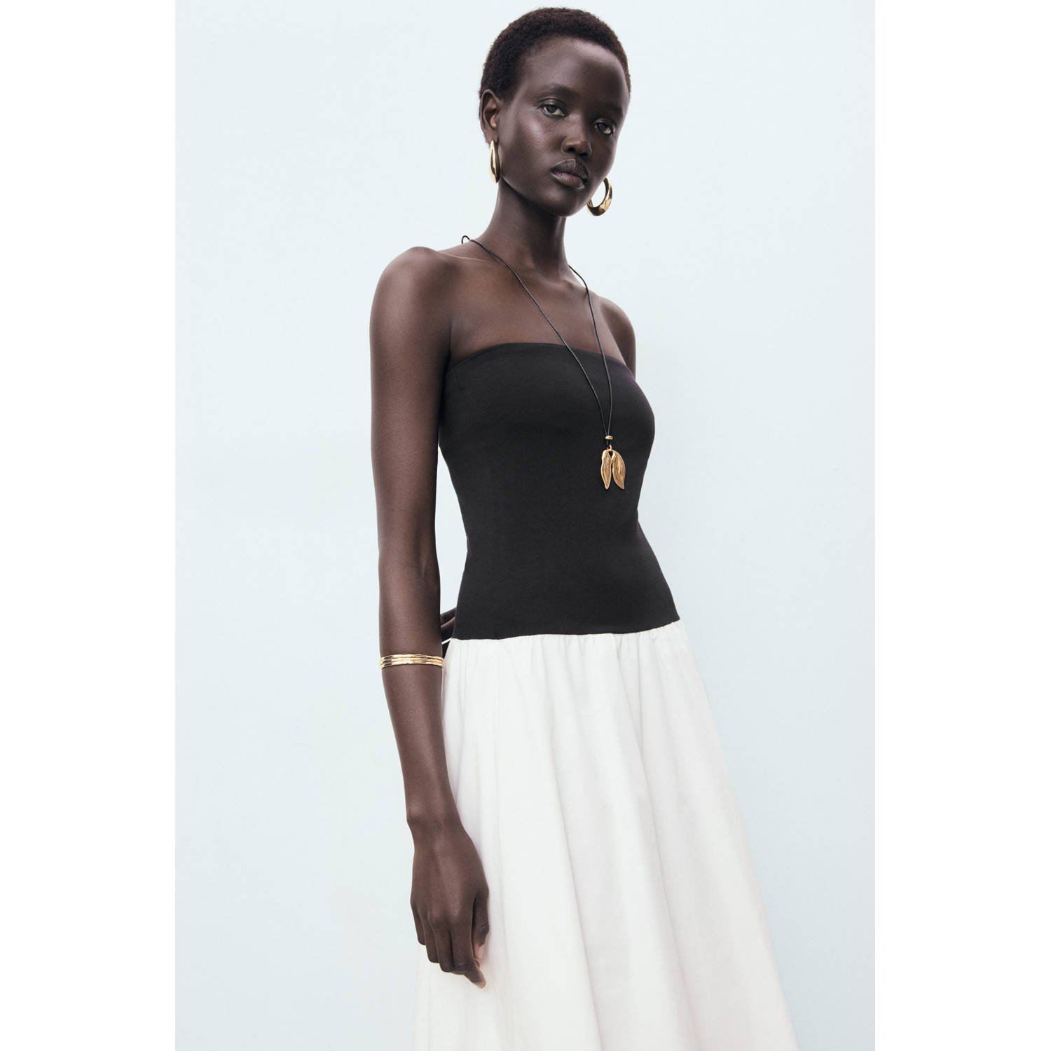 Mango midi jurk ecru