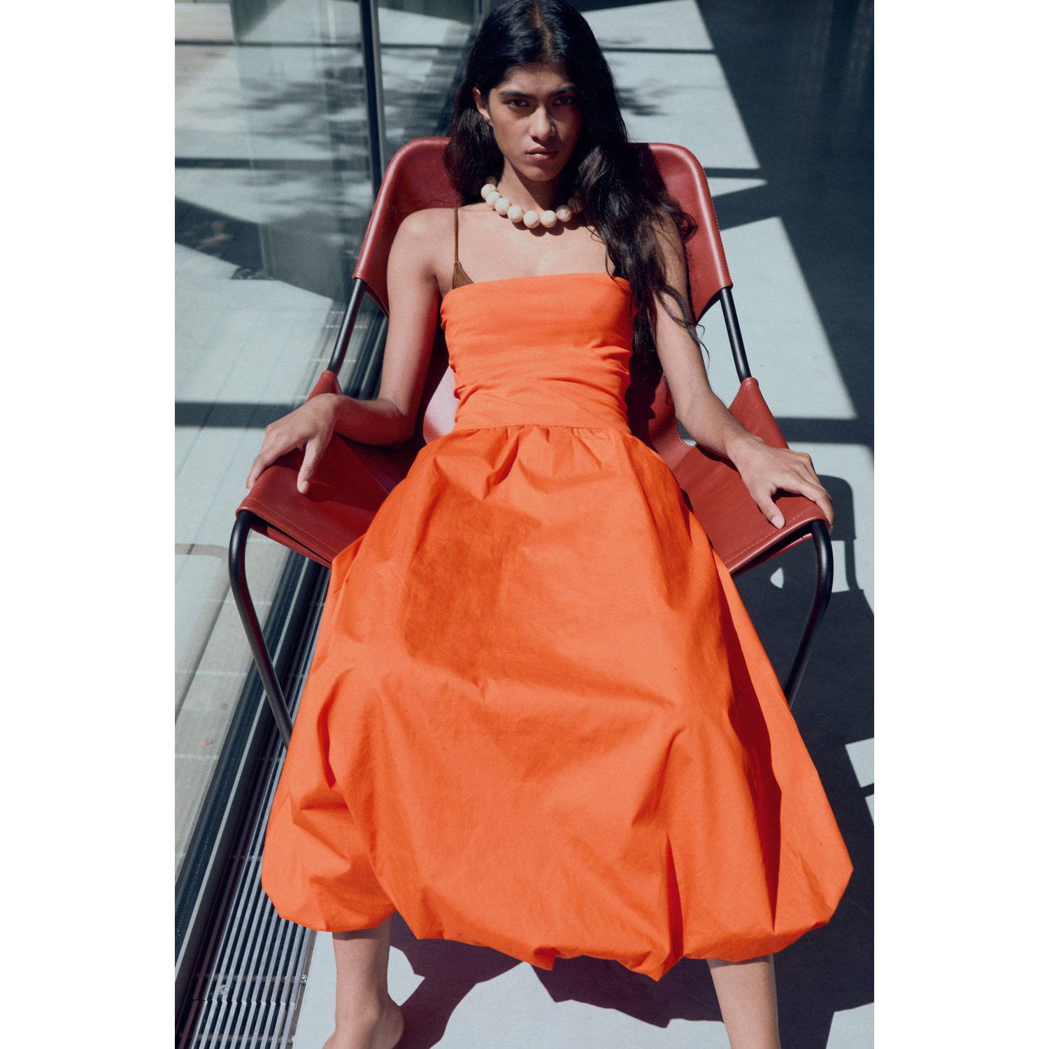 Mango midi jurk oranje