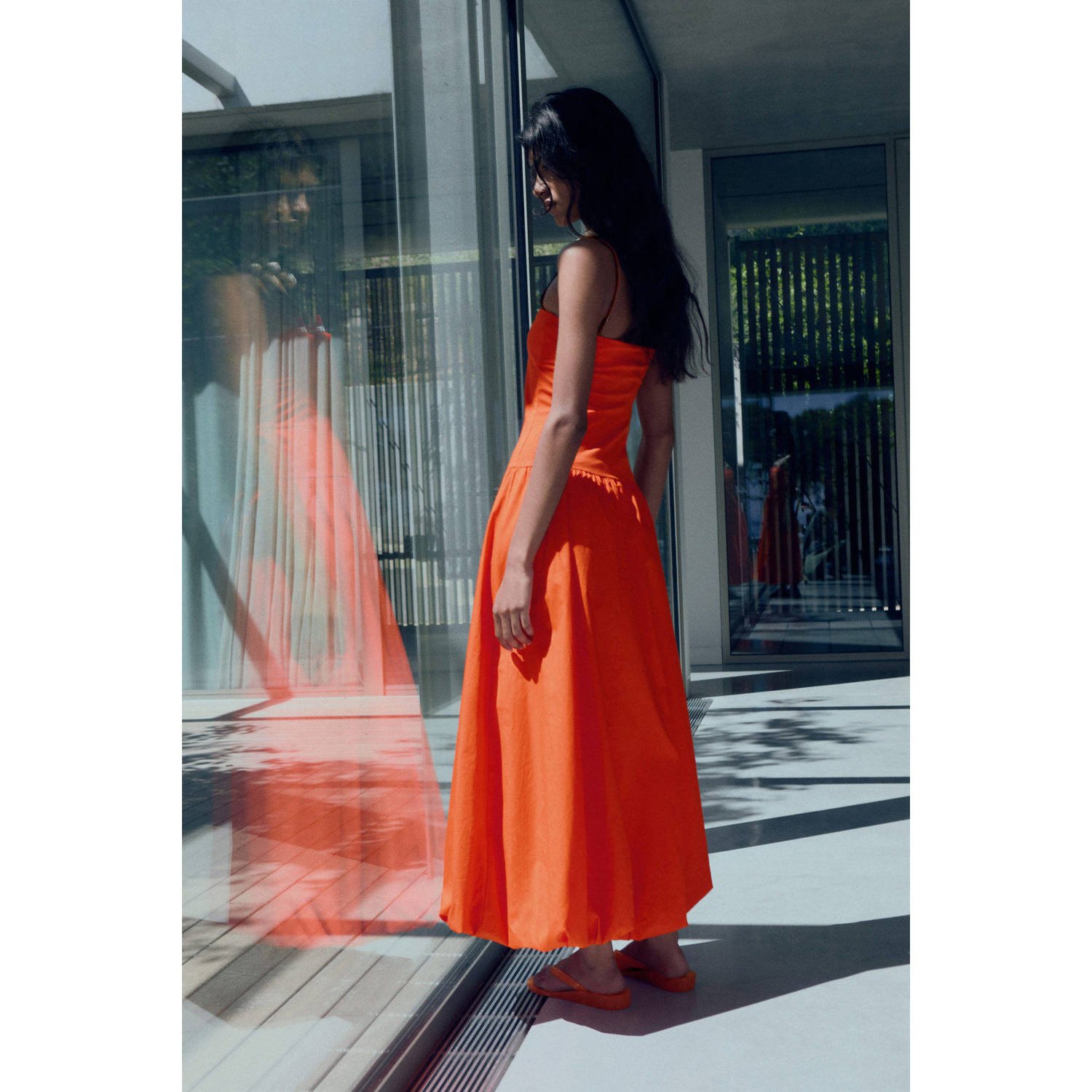 Mango midi jurk oranje