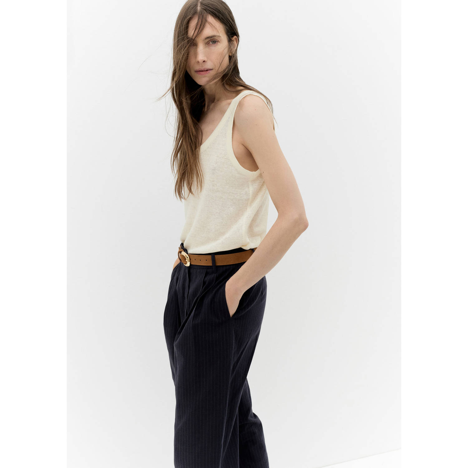 Mango suede riem bruin