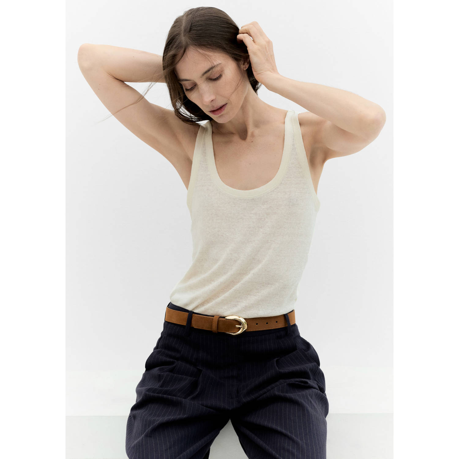 Mango suede riem bruin