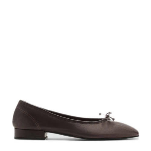 Mango leren ballerina's donkerbruin afbeelding