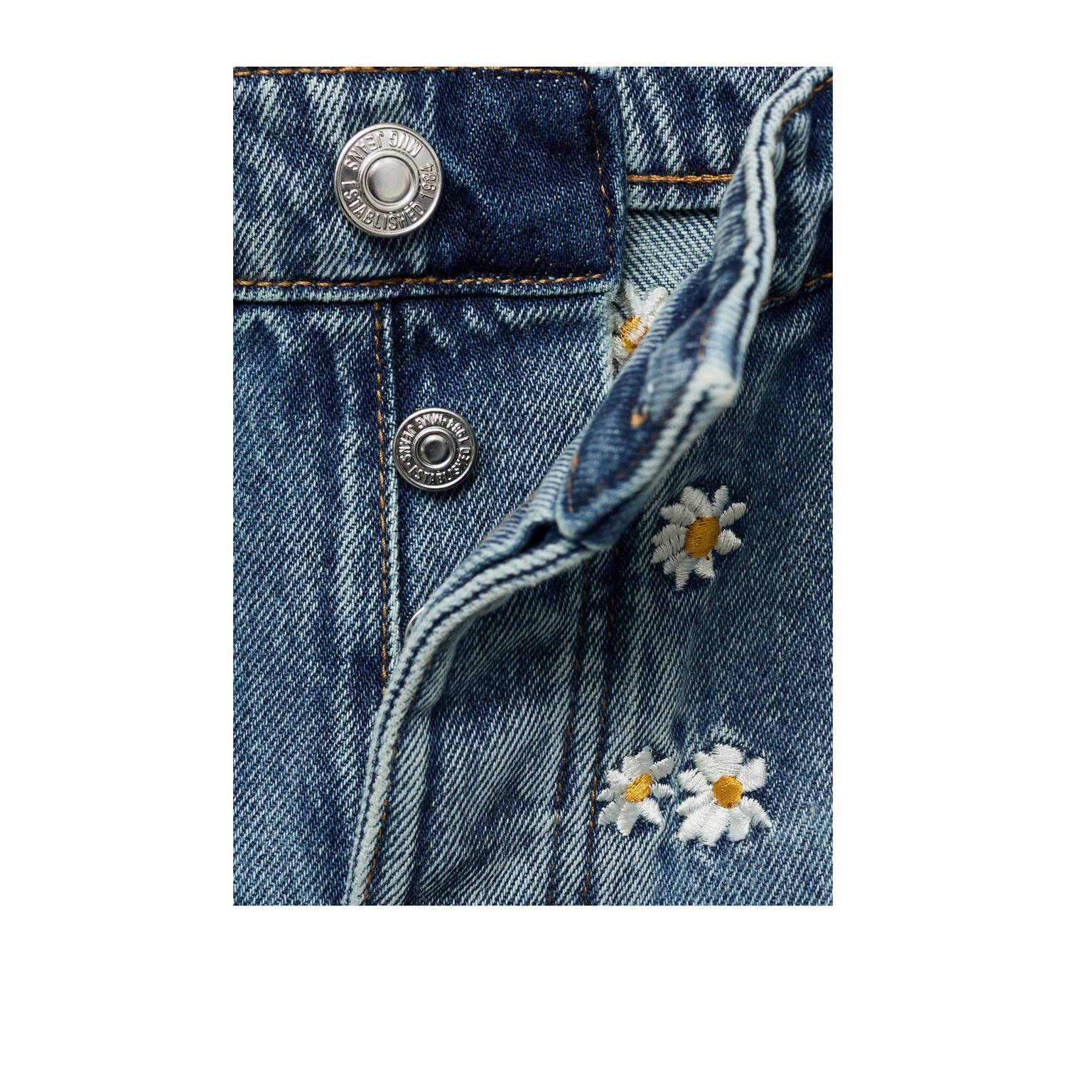 Mango high waist wide leg jeans medium blue denim