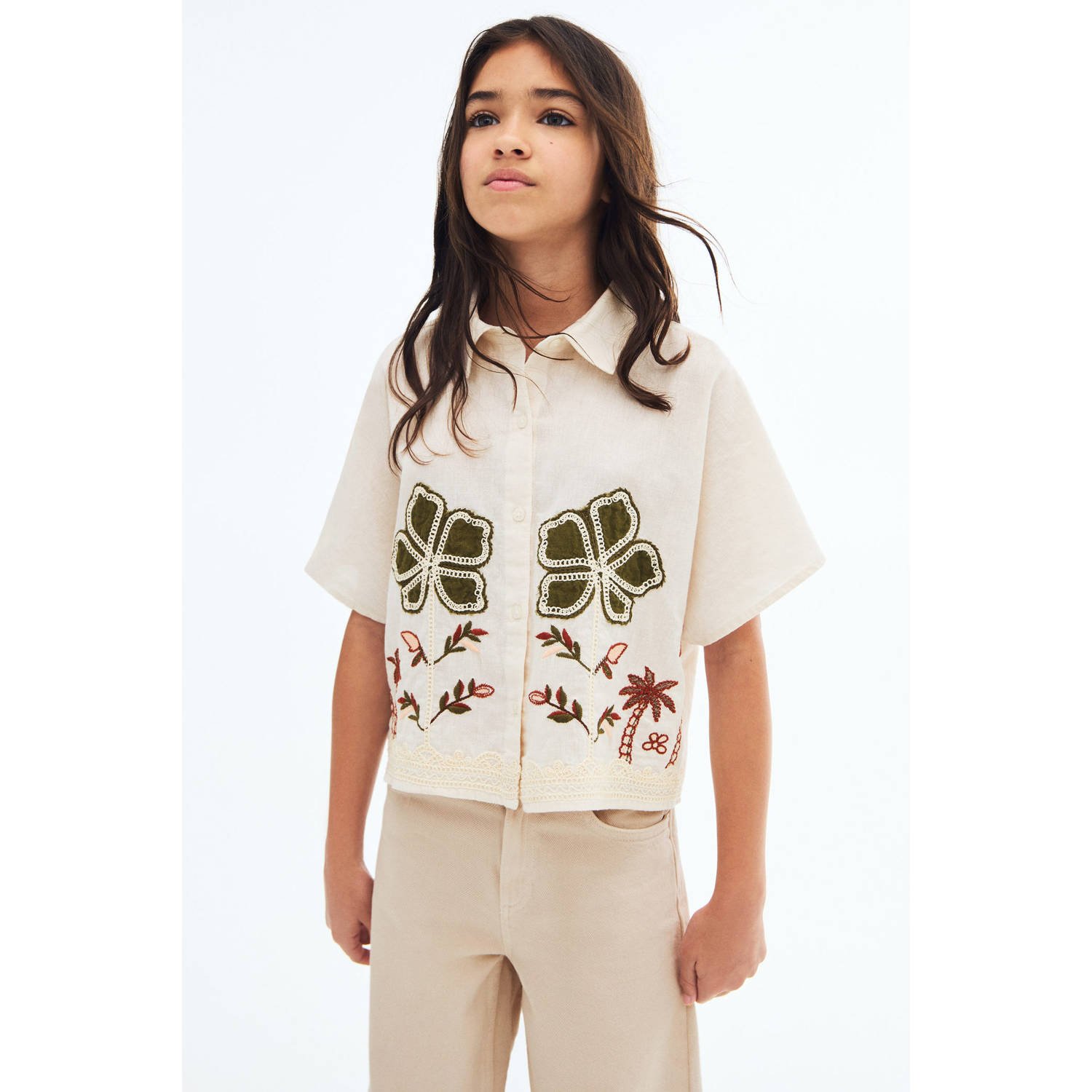 Mango Kids linnen overhemd ecru