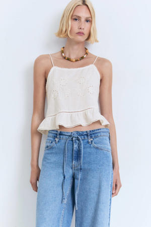 cropped top ecru broderie