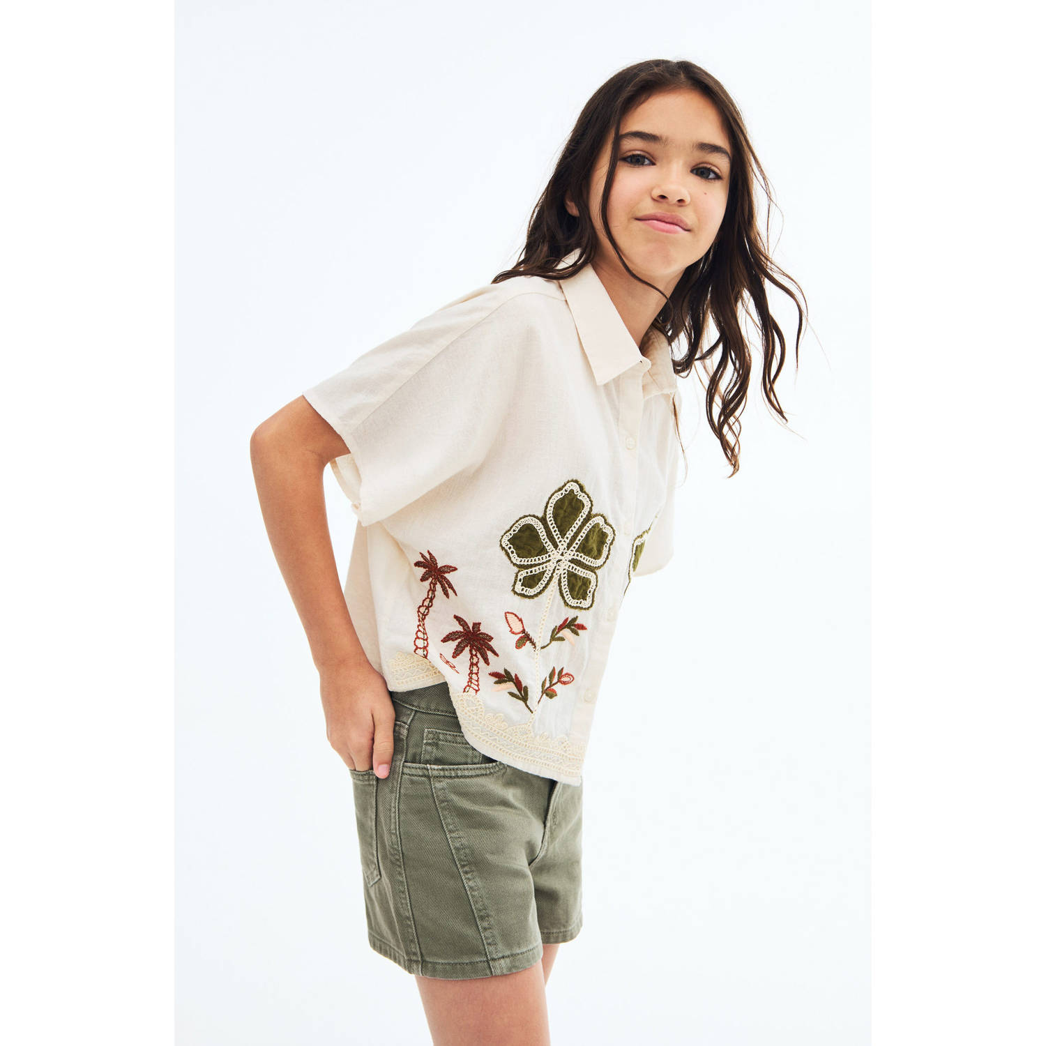 Mango Kids denim regular short kaki