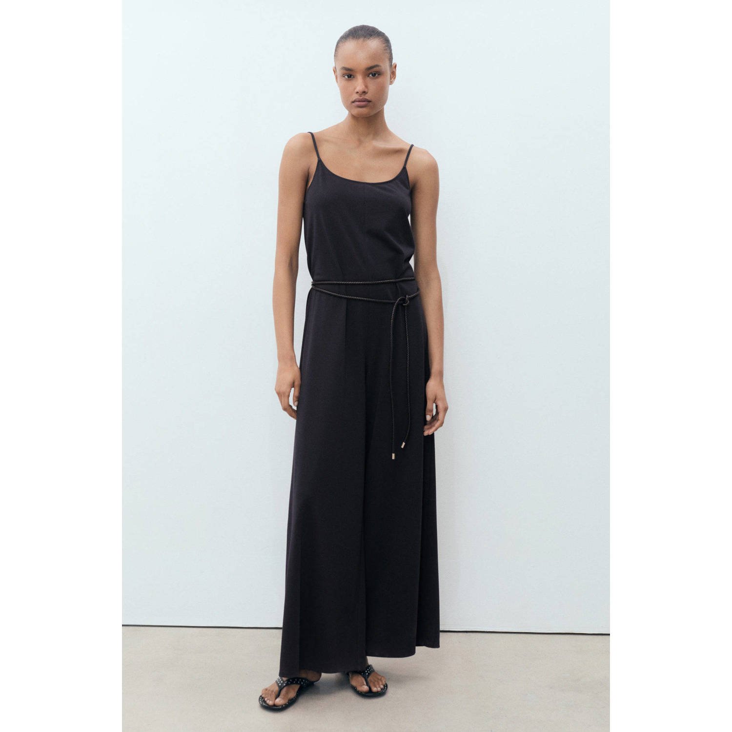Mango linnen donkerblauw jumpsuit