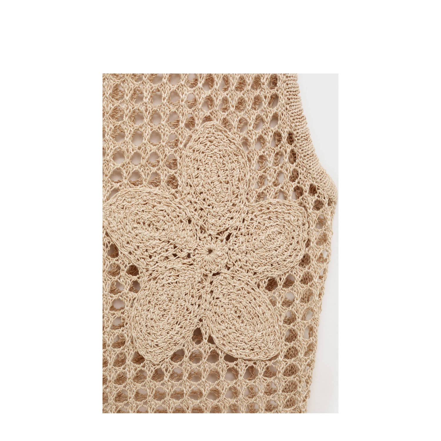 Mango mouwloze top beige crochet