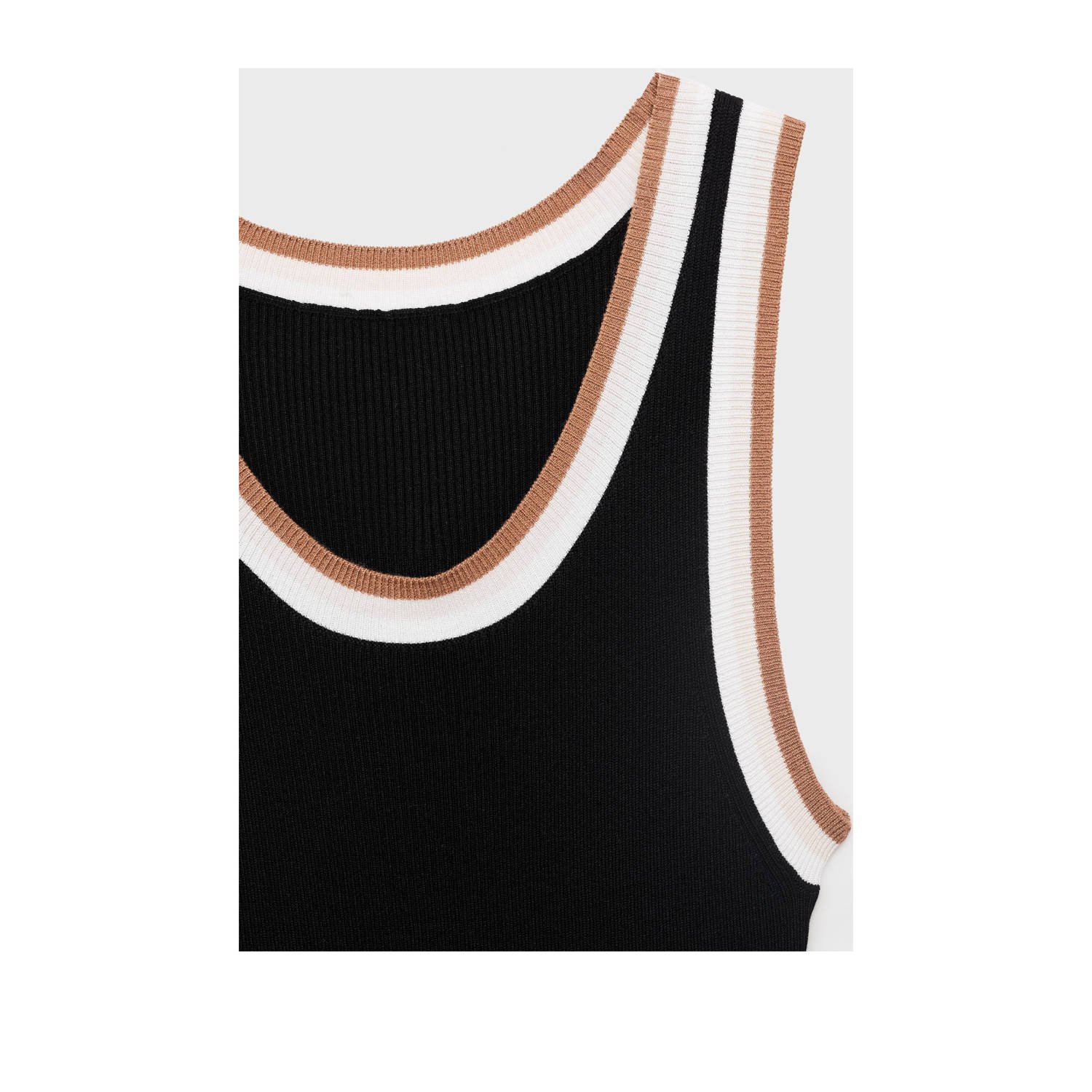 Mango midi jurk rib gebreid zwart