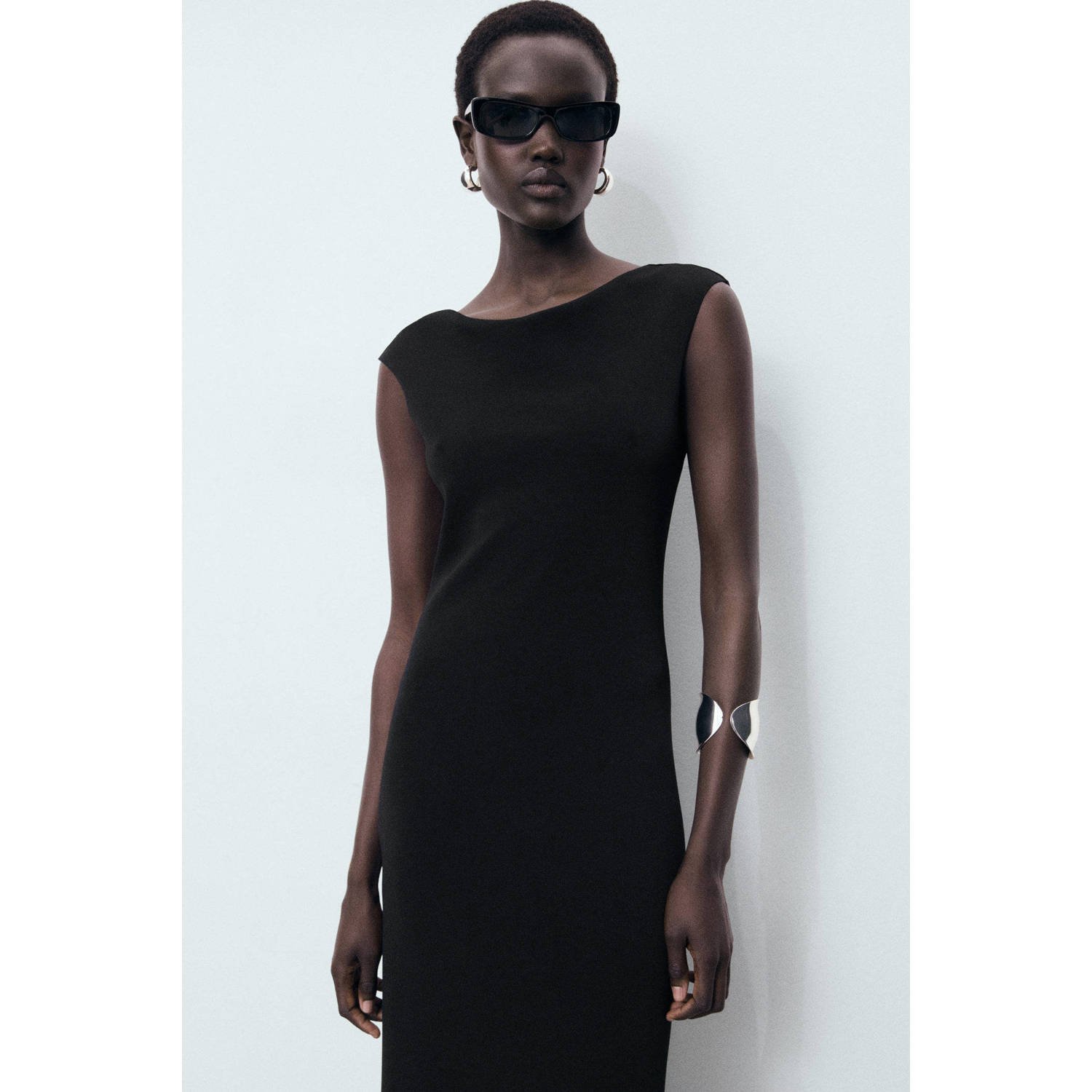 Mango midi jurk zwart