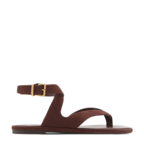 Mango suède sandalen bruin afbeelding