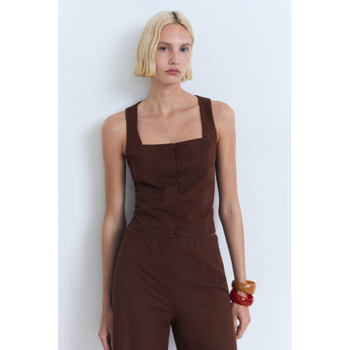 Mango gilet donkerbruin afbeelding