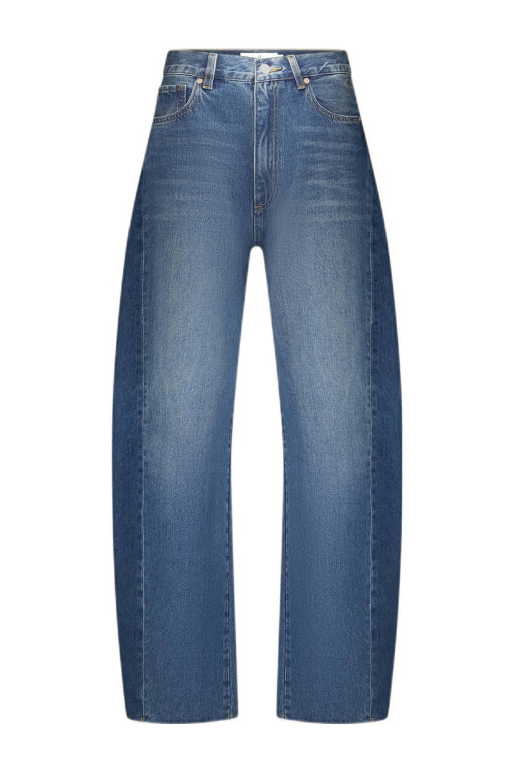 Medium blue denim dames Circle of Trust barrel jeans van denim met regular waist, rits- en knoopsluiting en effen