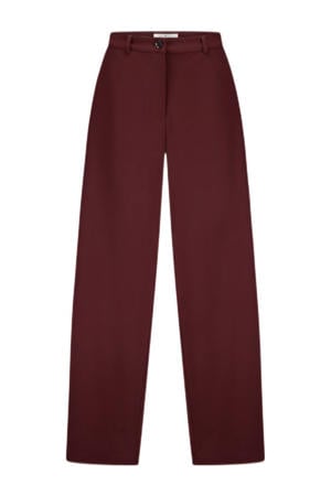 wide leg regular waist pantalon aubergine