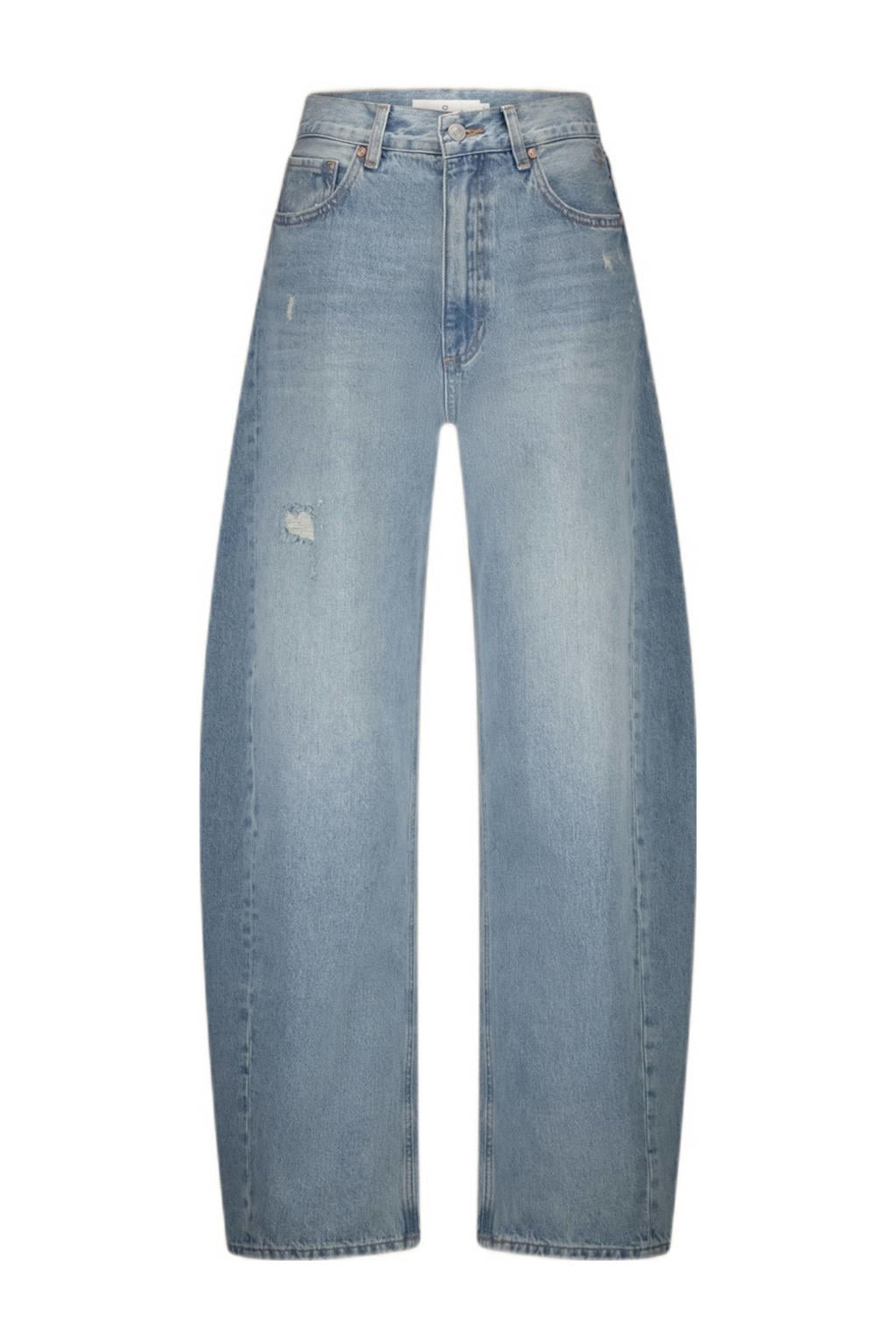 Light blue denim dames Circle of Trust barrel jeans van denim met regular waist, rits- en knoopsluiting en effen
