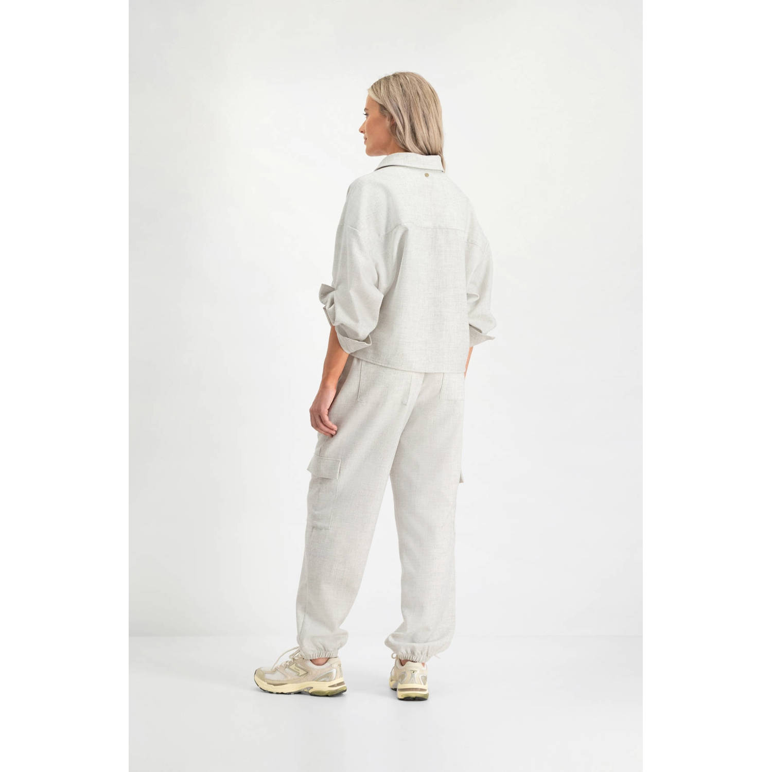 Circle of Trust regular waist casual broek grijs melange