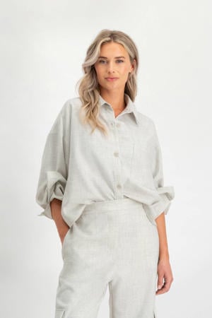 regular waist casual broek grijs melange