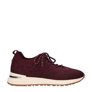 knitted sneakers met strass aubergine