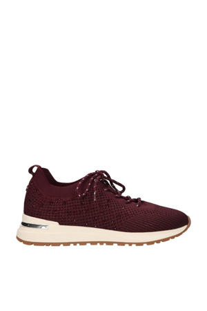 knitted sneakers met strass aubergine