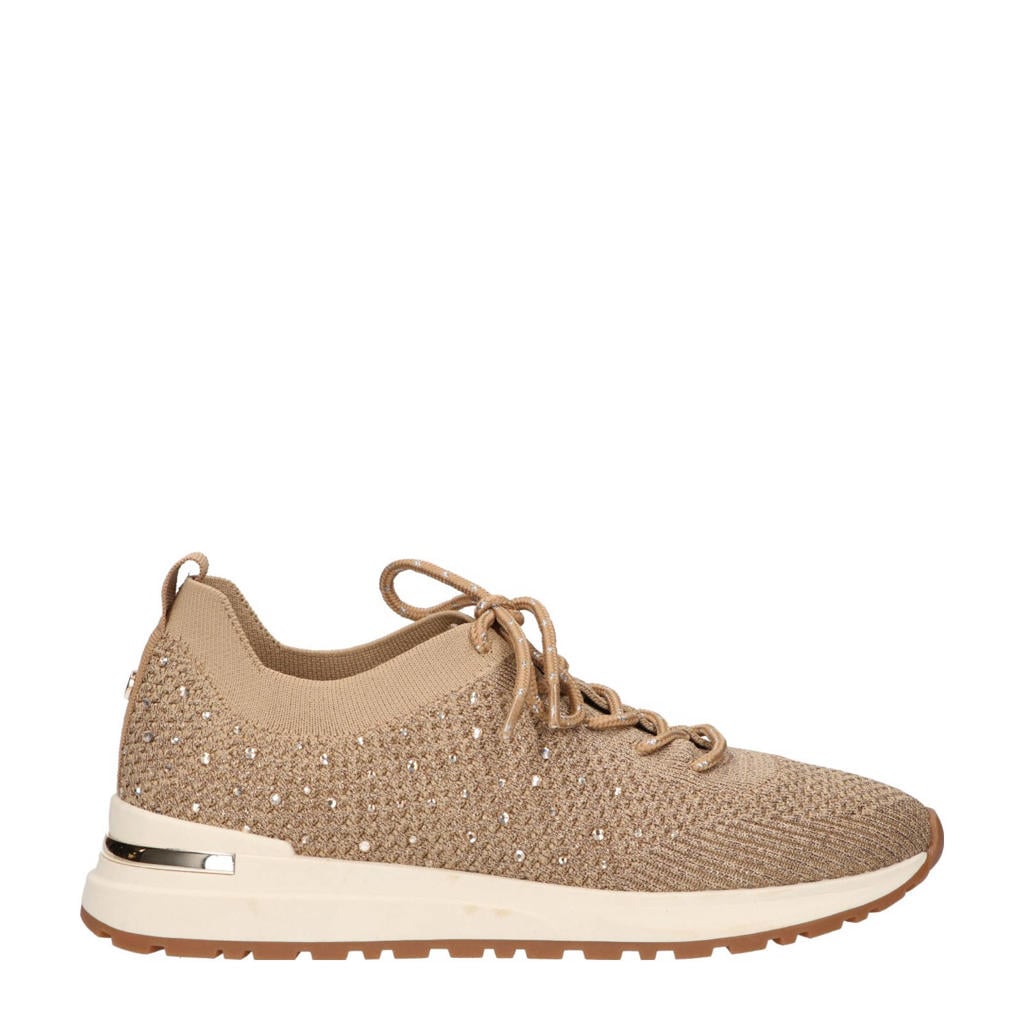 Gouden dames La Strada knitted sneakers met strass