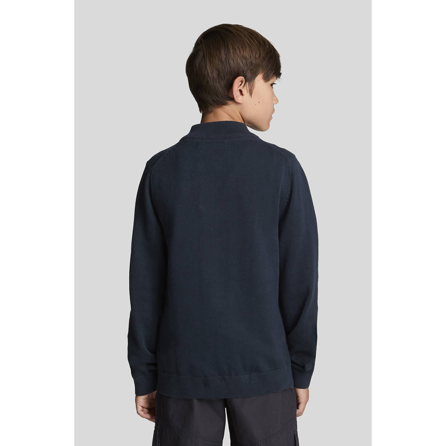 Lyle & Scott trui donkerblauw fijn gebreid