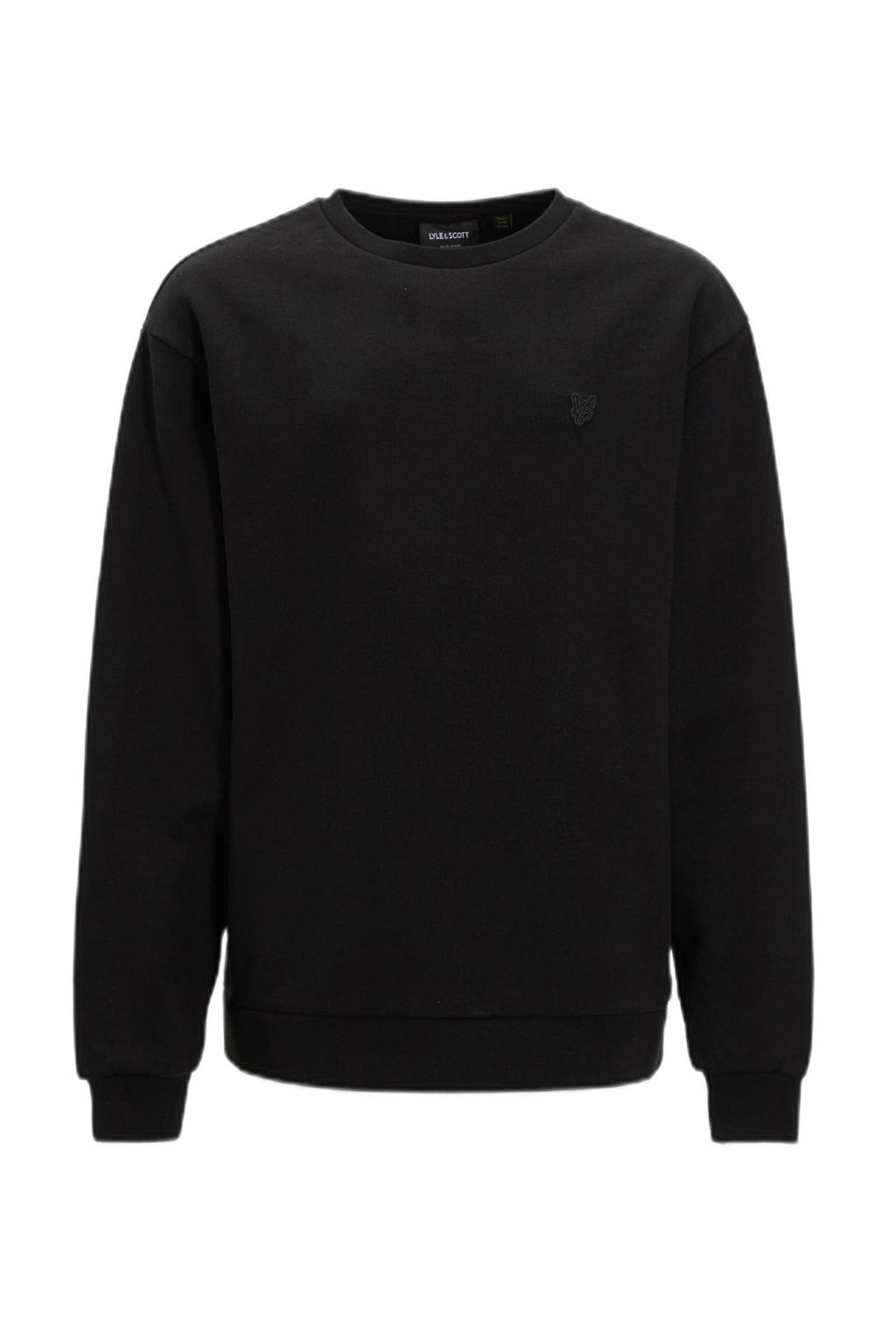 Zwarte jongens Lyle & Scott sweater met effen, lange mouwen, ronde hals en geribde boorden