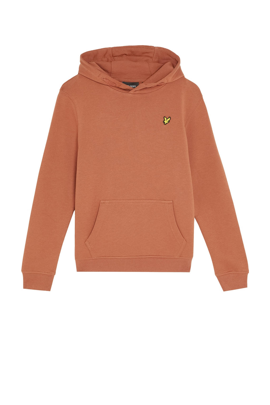 Donker oranje jongens Lyle & Scott sweater van katoen met effen, lange mouwen en capuchon