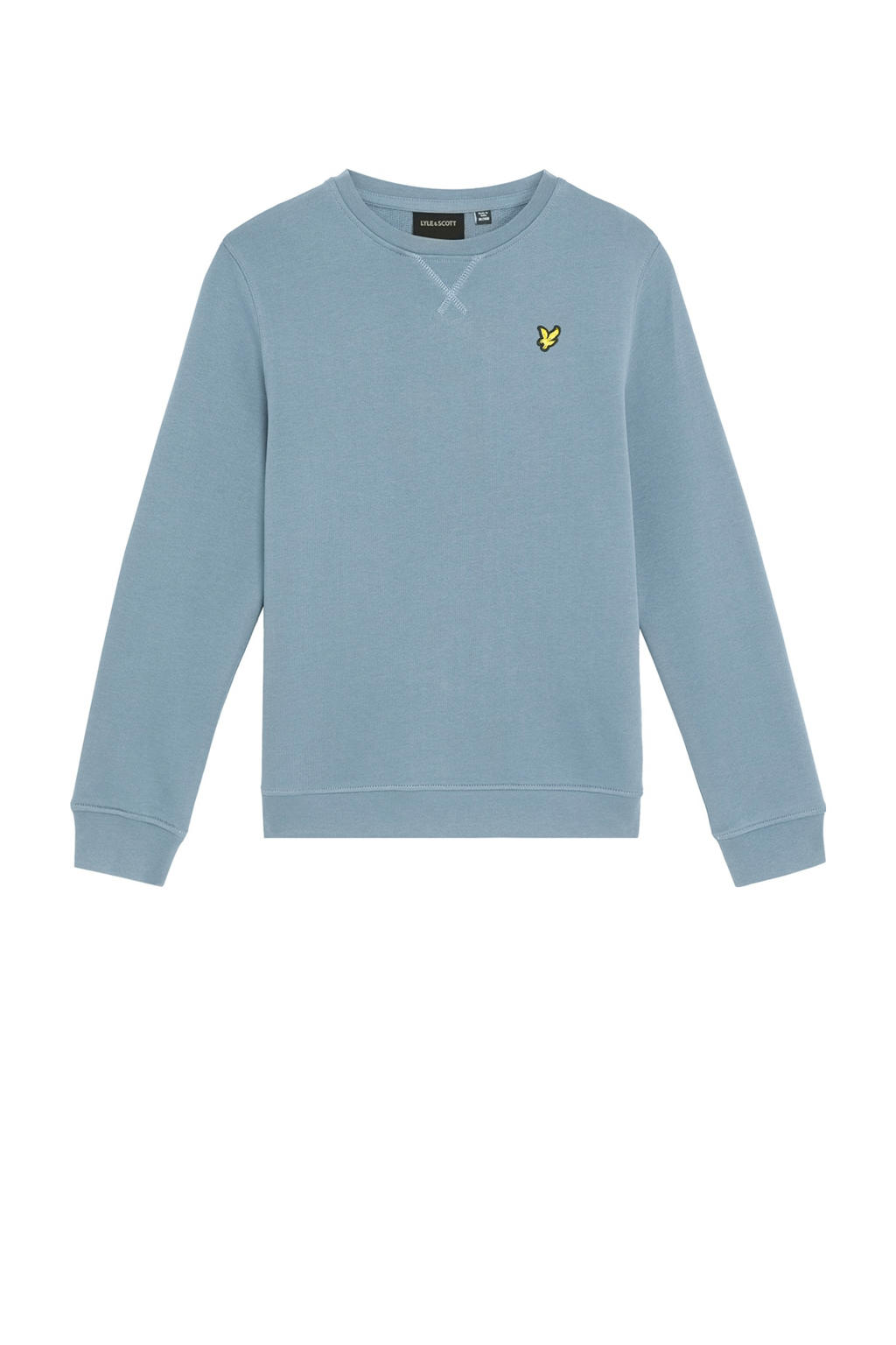 Grijsblauwe jongens Lyle & Scott sweater van katoen met effen, lange mouwen en klassieke kraag