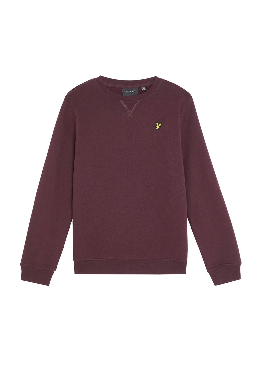 Donkerrode jongens Lyle & Scott sweater van stretchkatoen met lange mouwen, klassieke kraag en geribde boorden