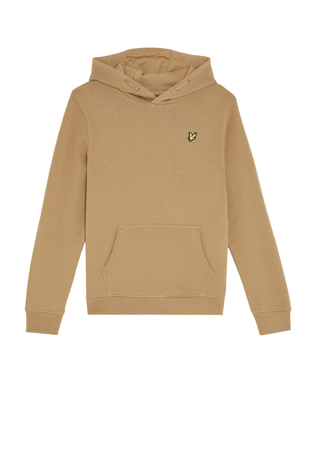 Zandkleurige jongens Lyle & Scott sweater van katoen met effen, lange mouwen en capuchon
