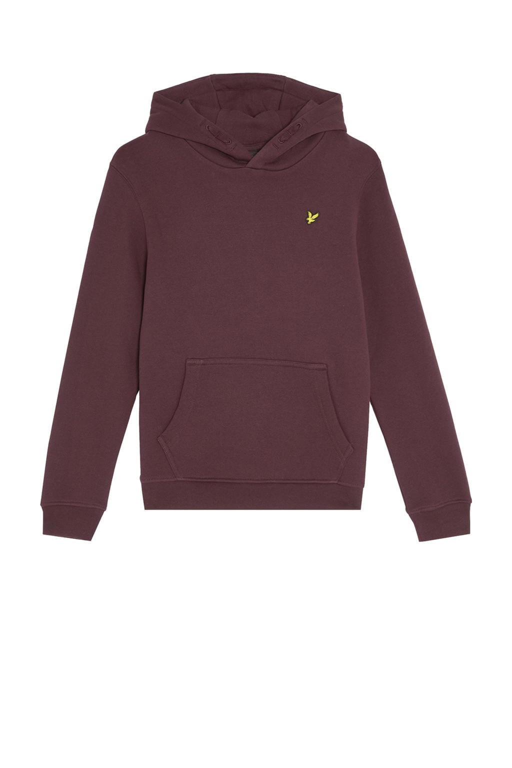 Donkerrode jongens Lyle & Scott hoodie van sweat materiaal met effen, lange mouwen en capuchon